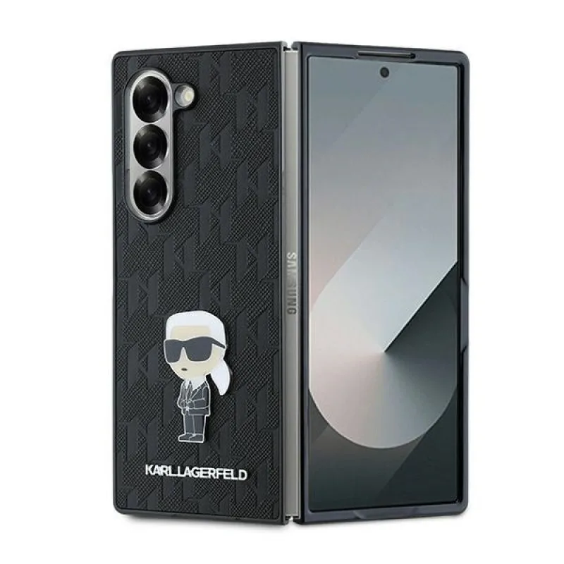 Puzdro Karl Lagerfeld Saffiano Ikonik Pin pre Samsung Galaxy Z Fold 6 – čierne