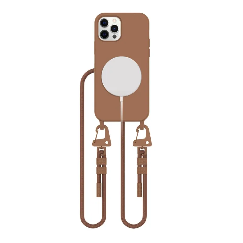 Puzdro MagSafe Tech-Protect MagNecklace pre iPhone 12 / 12 Pro – hnedé