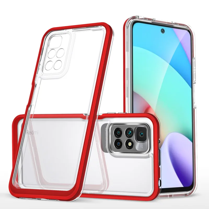 Priehľadné puzdro 3v1 pre Xiaomi Redmi 10 Frame Gel Cover Red
