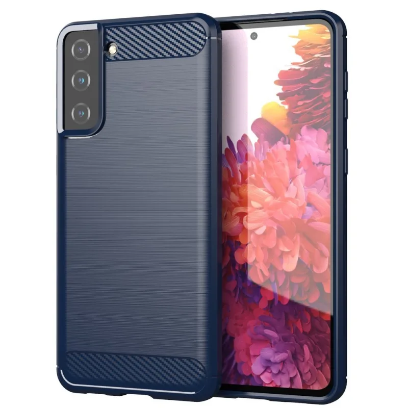 Carbon Case Flexible Cover TPU puzdro pre Samsung Galaxy S21+ 5G (S21 Plus 5G) modré