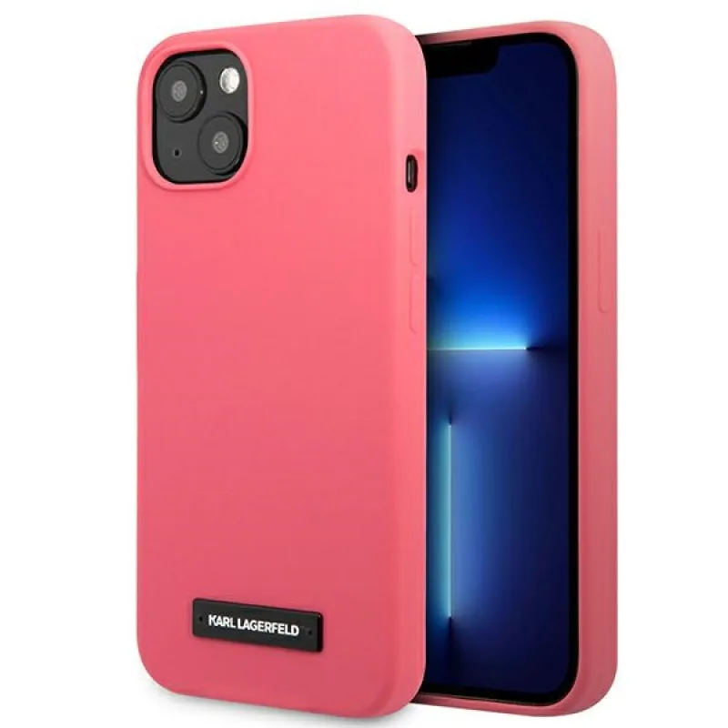 Karl Lagerfeld silikónové plakové puzdro pre iPhone 13 mini - Fuchsia