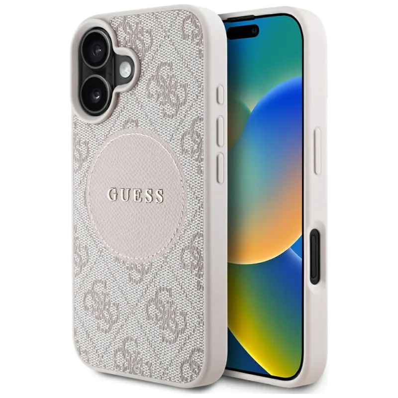 Puzdro Guess 4G Circle Classic Logo MagSafe na iPhone 16 – ružové