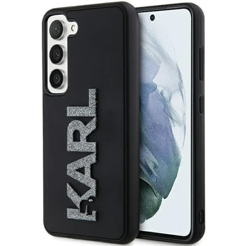 Puzdro Karl Lagerfeld 3D Rubber Glitter Logo pre Samsung Galaxy S24 - čierne