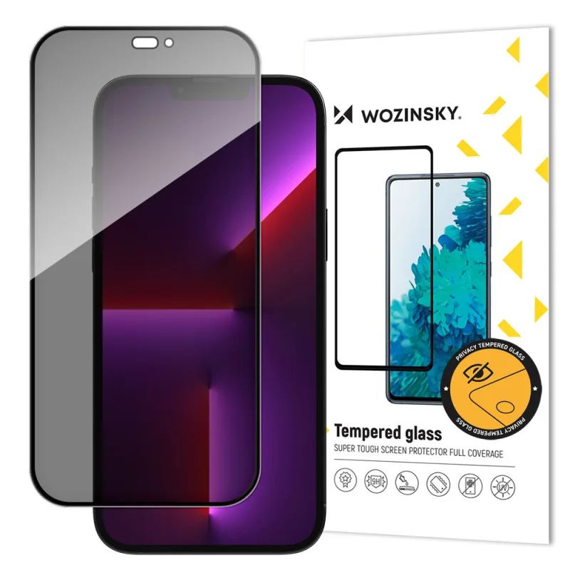 Privátne sklo s Anti Spy filtrom pre iPhone 15 Pro Wozinsky Privacy Glass - čierne