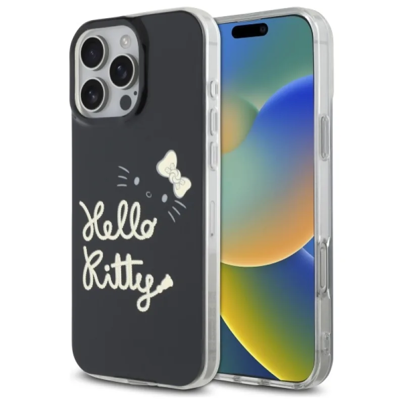 Puzdro Hello Kitty IML Golden Diva MagSafe pre iPhone 16 Pro Max - čierne