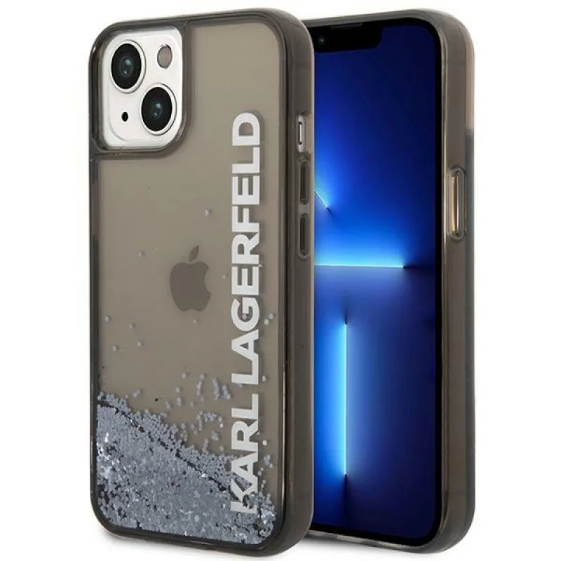Karl Lagerfeld KLHCP14SLCKVK iPhone 14 6,1 "čierno-čierne pevné puzdro Liquid Glitter Elong
