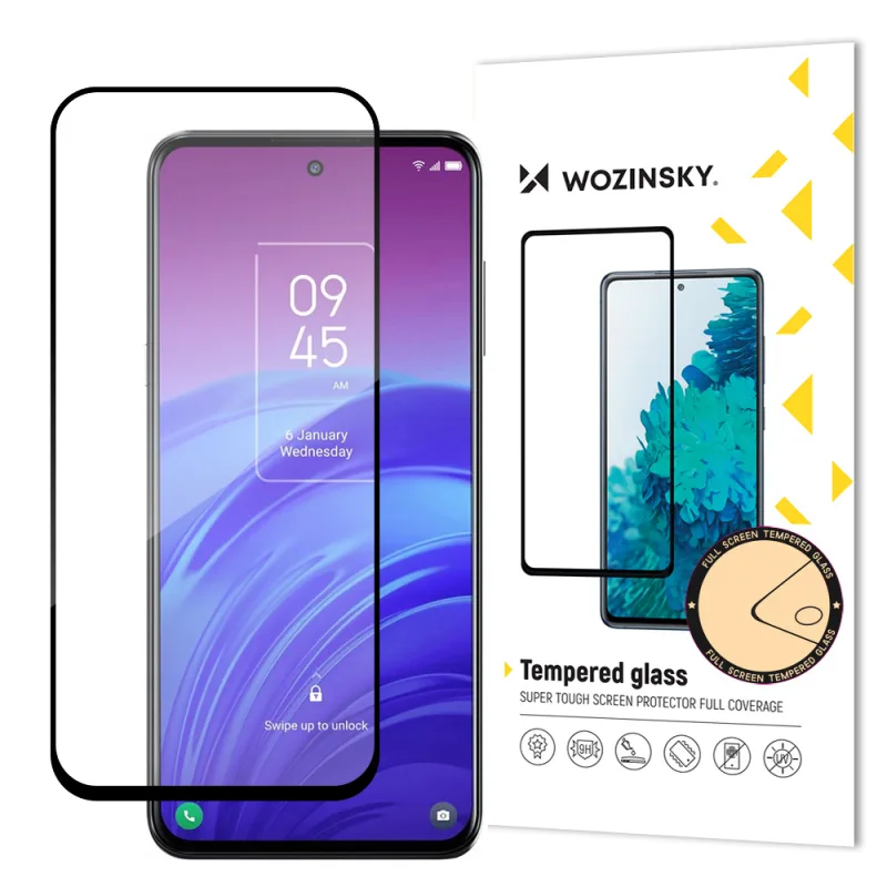 Wozinsky super odolné celolepiace celoplošné tvrdené sklo s čiernym rámom TCL 20L