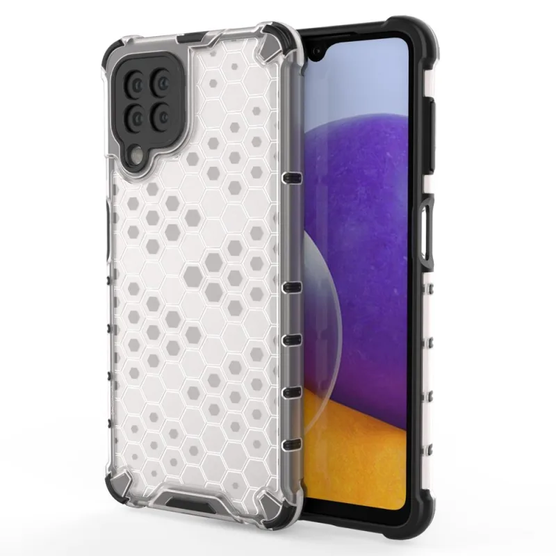 Pancierový kryt Honeycomb Case s TPU Bumper pre Samsung Galaxy A22 4G priehľadný