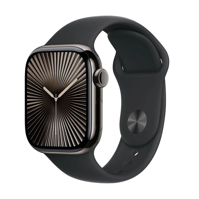Apple Watch Series 10 GPS + Cellular 42mm Slate Titanium Case with Black Sport Band - M/L