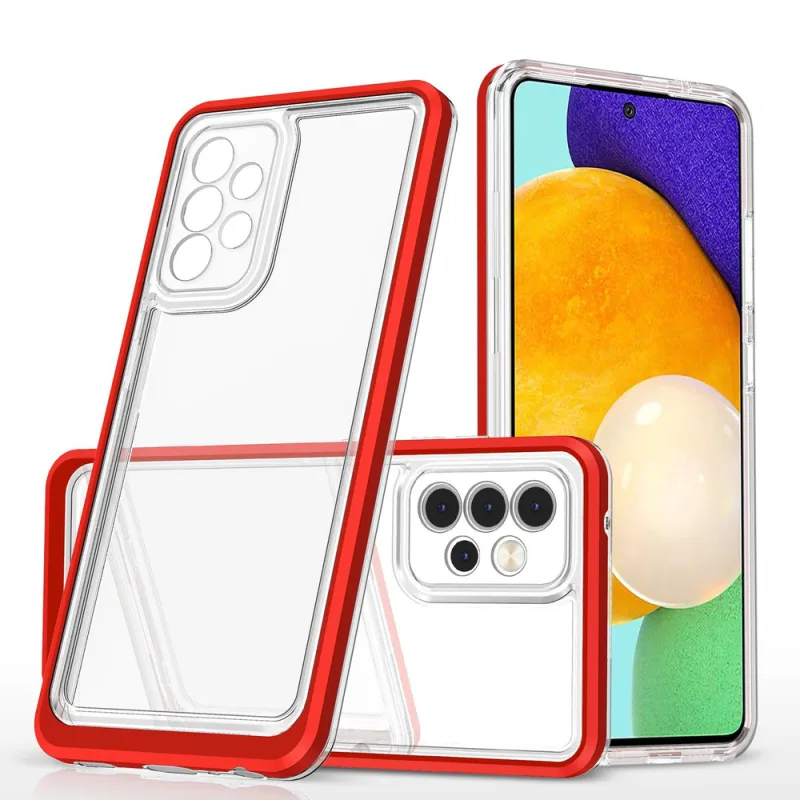 Priehľadné puzdro 3v1 pre Samsung Galaxy A73 Frame Cover Gel Red