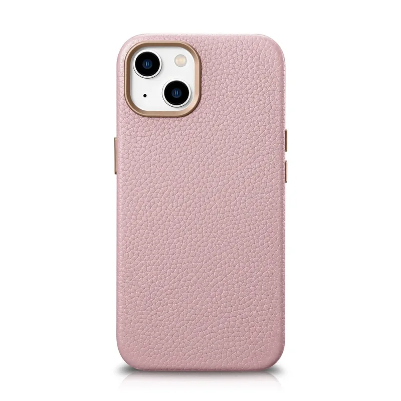 iCarer Litchi Premium kožené puzdro iPhone 14 Plus magnetické kožené puzdro s MagSafe Pink (WMI14220711-PK)
