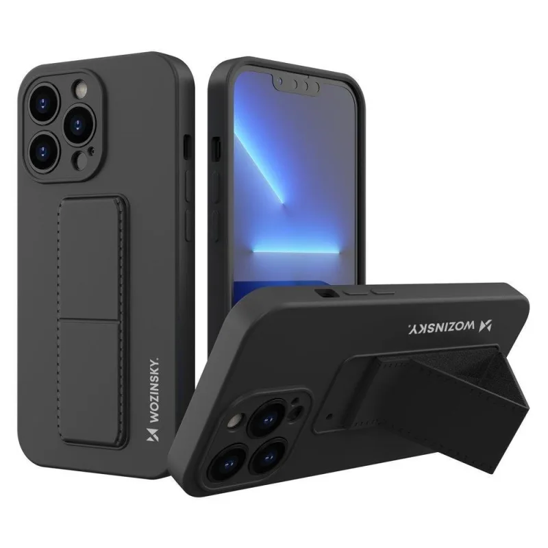 Wozinsky Kickstand Case silikónový obal so stojanom iPhone 13 mini čierny