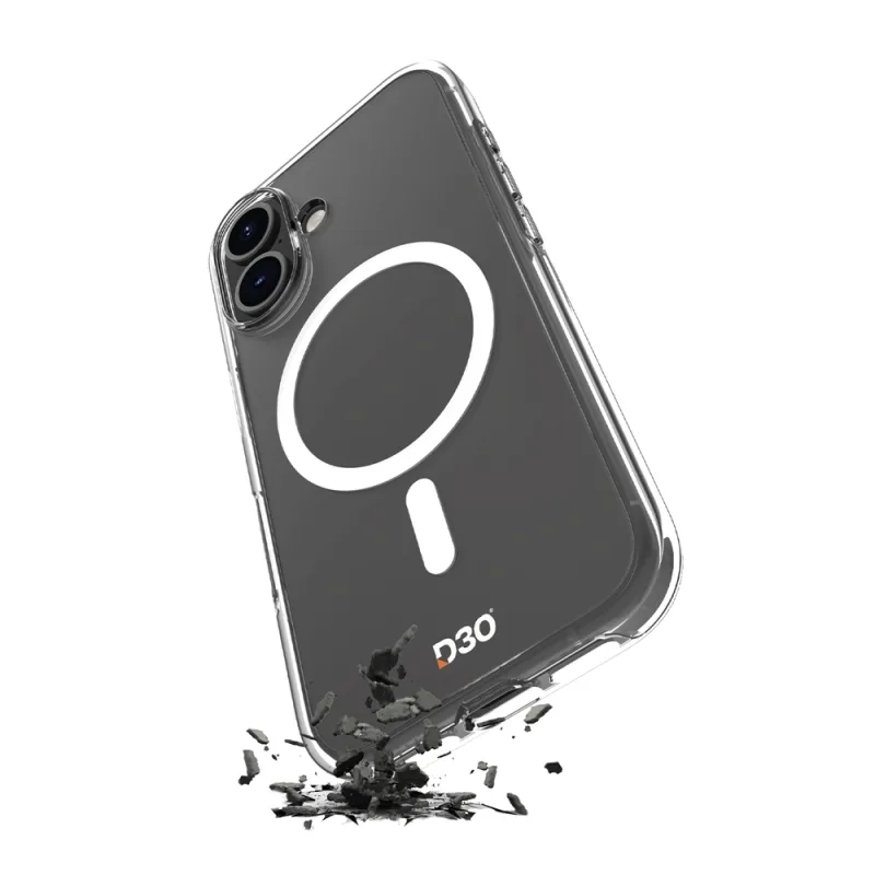 Silikónový obal Puro Impact Clear D3O MagSafe pre iPhone 16 – priehľadný