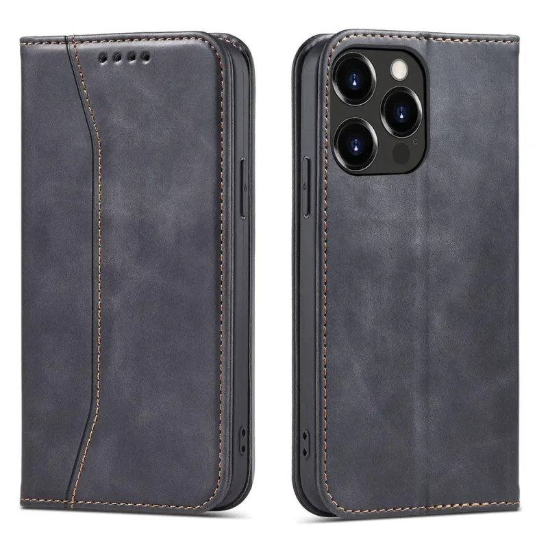 Puzdro Magnet Fancy Case pre iPhone 14 Plus flip cover stojan na peňaženku čierne