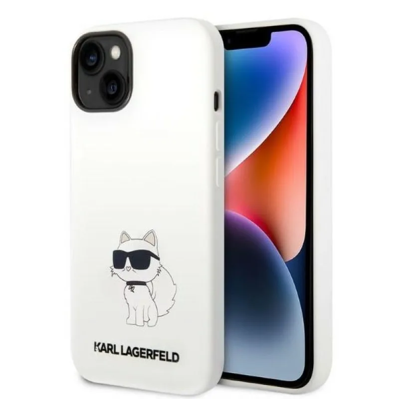 Karl Lagerfeld silikónové puzdro Choupette pre iPhone 14 Plus - biele