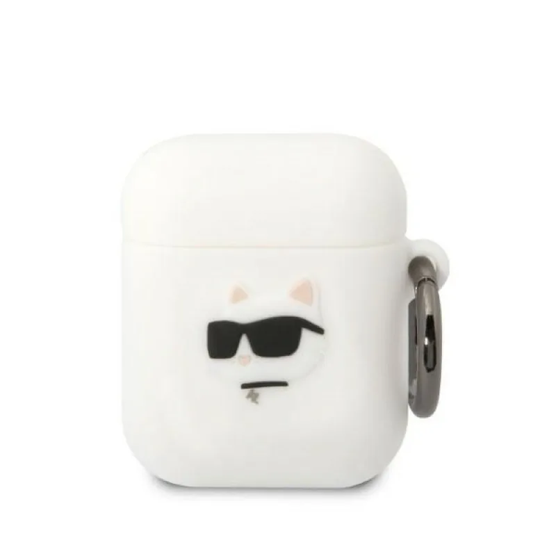 Karl Lagerfeld KLA2RUNCHH AirPods 1/2 kryt biely/biely Silikónová Choupette Head 3D