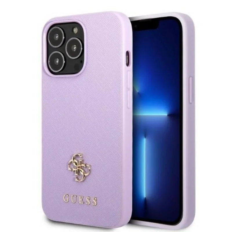 Guess GUHCP13XPS4MU iPhone 13 Pro Max 6,7" fialové/fialové pevné puzdro Saffiano 4G malé kovové logo