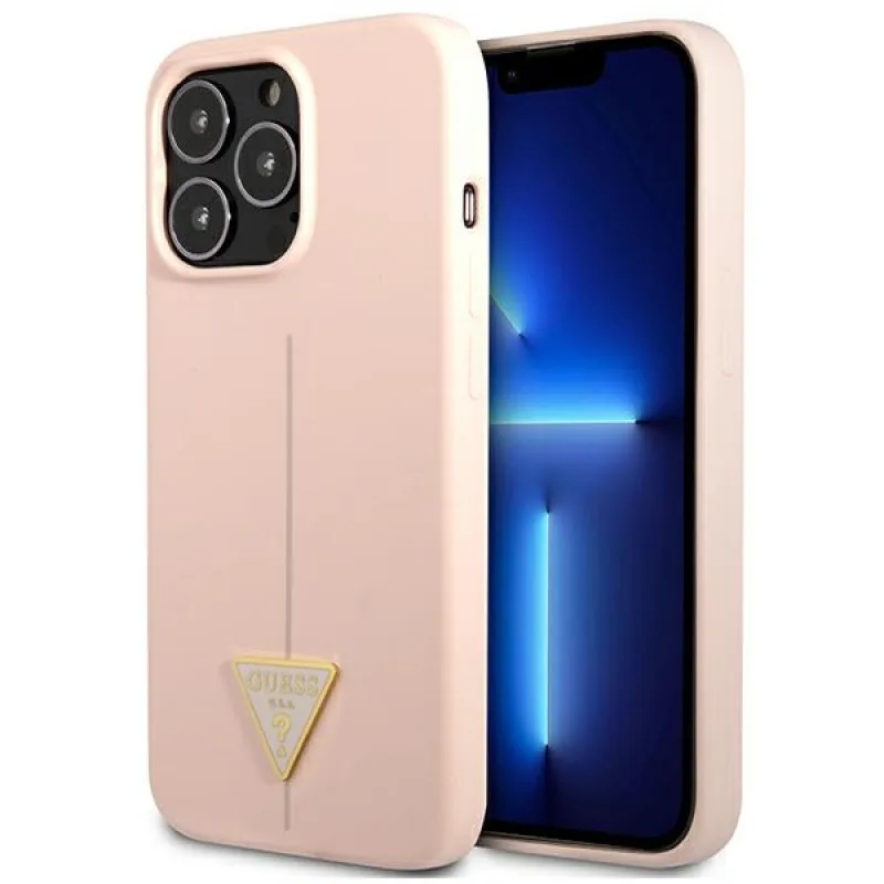 Guess GUHCP13XSLTGP iPhone 13 Pro Max 6,7" ružovo-ružové pevné puzdro silikónový trojuholník