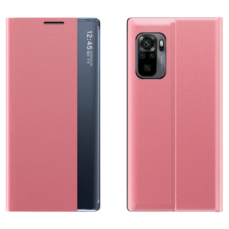 Sleep Case Puzdro typu Bookcase s inteligentným okienkom pre Xiaomi Redmi K40 Pro+ / K40 Pro / K40 / Poco F3 ružové