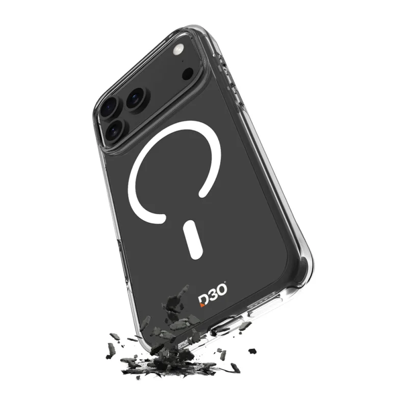 Puzdro Puro Impact Clear D3O TPU+PC kompatibilné s MagSafe pre iPhone 17 Pro – priehľadné