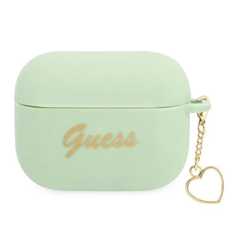 Guess GUAPLSCHSN kryt AirPods Pro zelený/zelený Silicone Charm Heart Collection