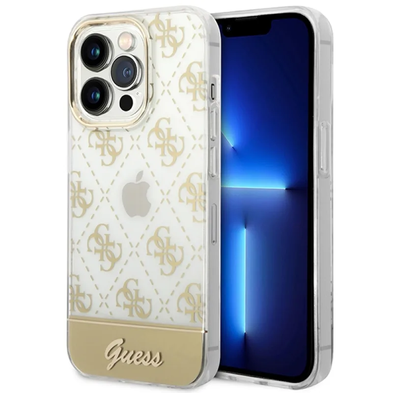 Guess GUHCP14LHG4MHG iPhone 14 Pro 6,1 "zlaté/zlaté pevné puzdro 4G Pattern Script