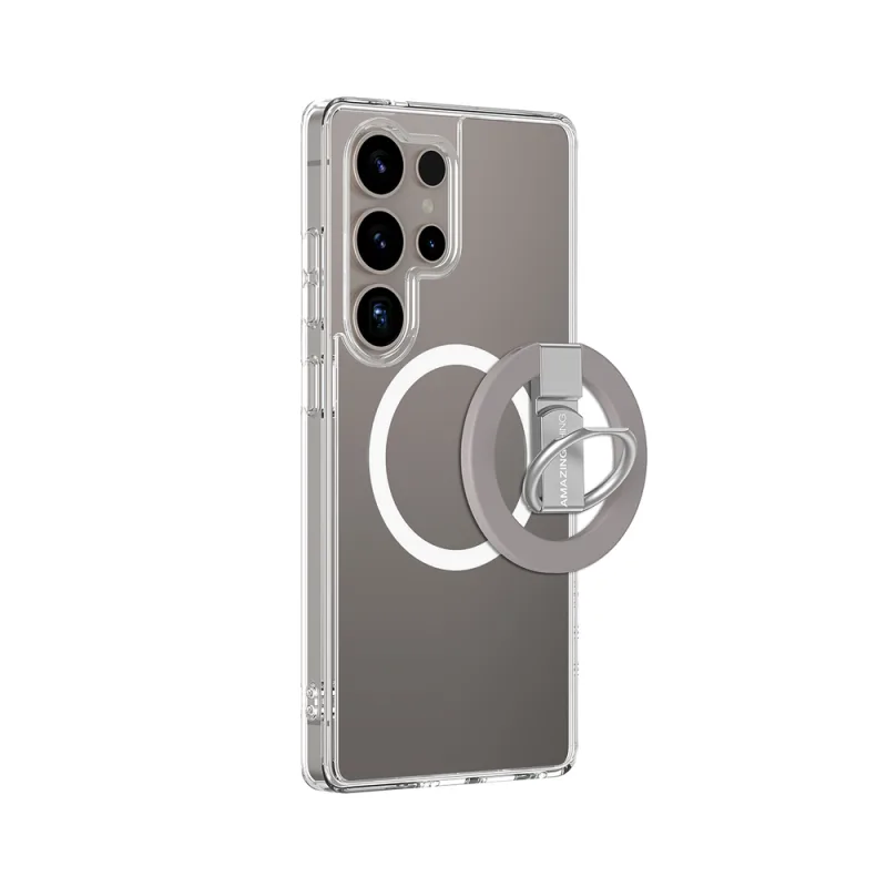 Puzdro AmazingThing Minimal Mag Case s magnetickým krúžkom a magnetickým krúžkom pre Samsung Galaxy S25 Ultra – priehľadné