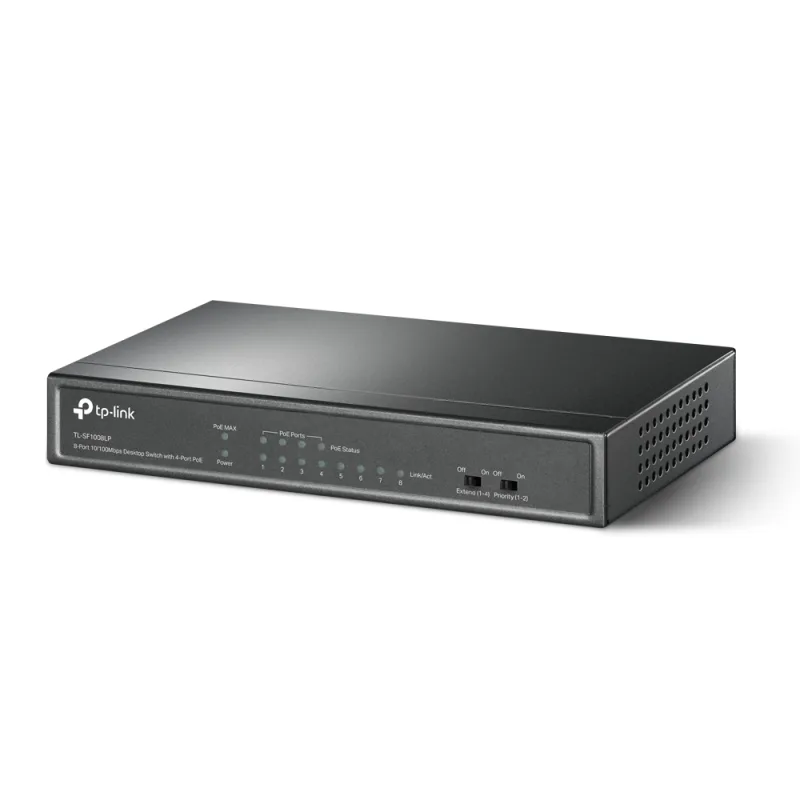 TP-link TL-SF1008LP 8x10/ 100 (4xPOE) 41W Desktop kovový CCTV Switch TL…