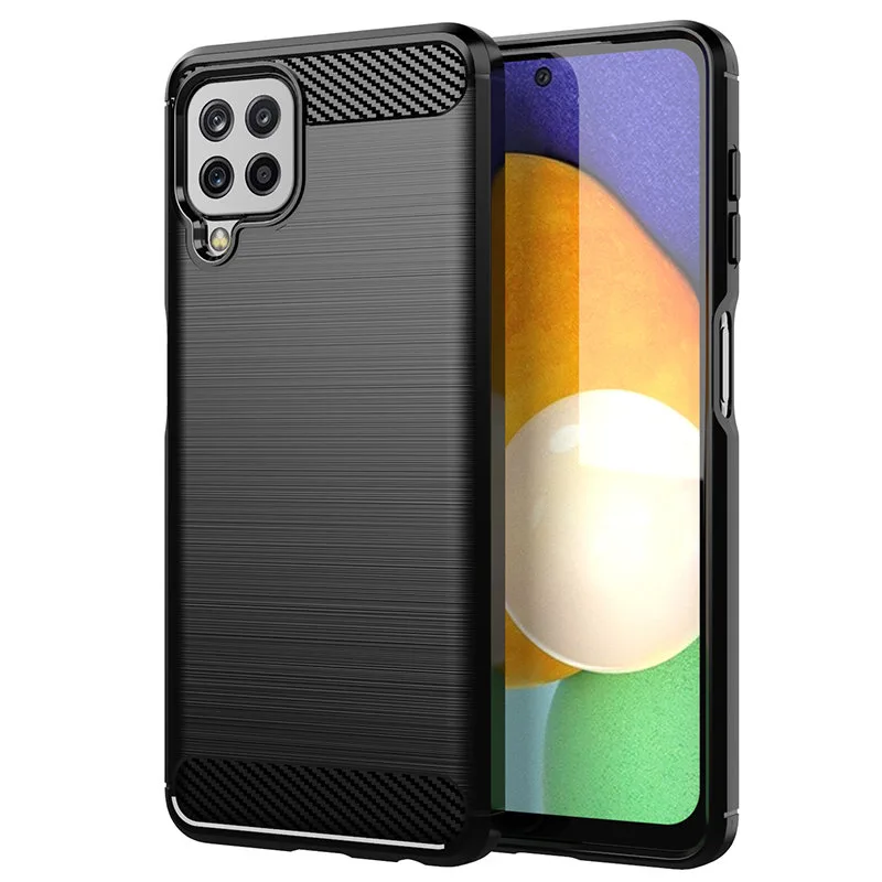 Carbon Case Flexible Cover TPU puzdro pre Samsung Galaxy A22 4G čierne