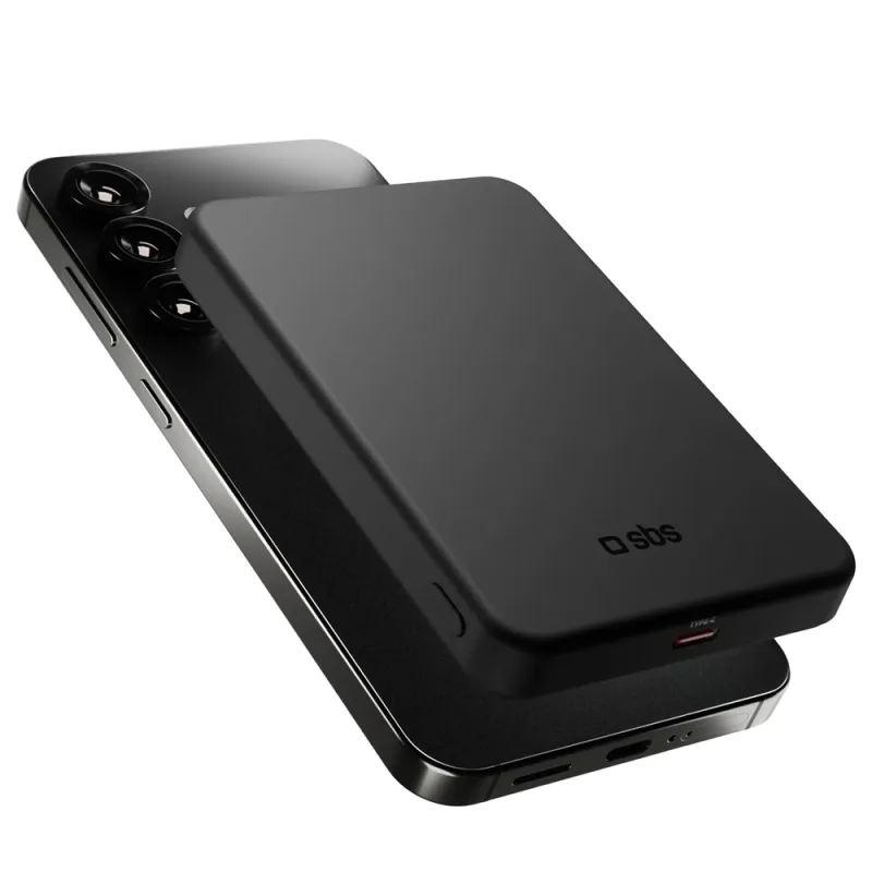 Powerbanka SBS Mag Power Qi2 5000 mAh kompatibilná s MagSafe - čierna