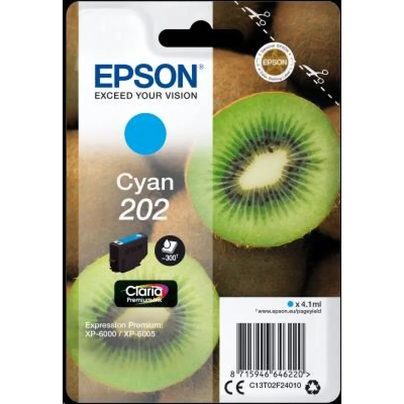 Atramentová tyčinka EPSON Singlepack "Kiwi" Cyan 202 Claria Premium Ink 4…