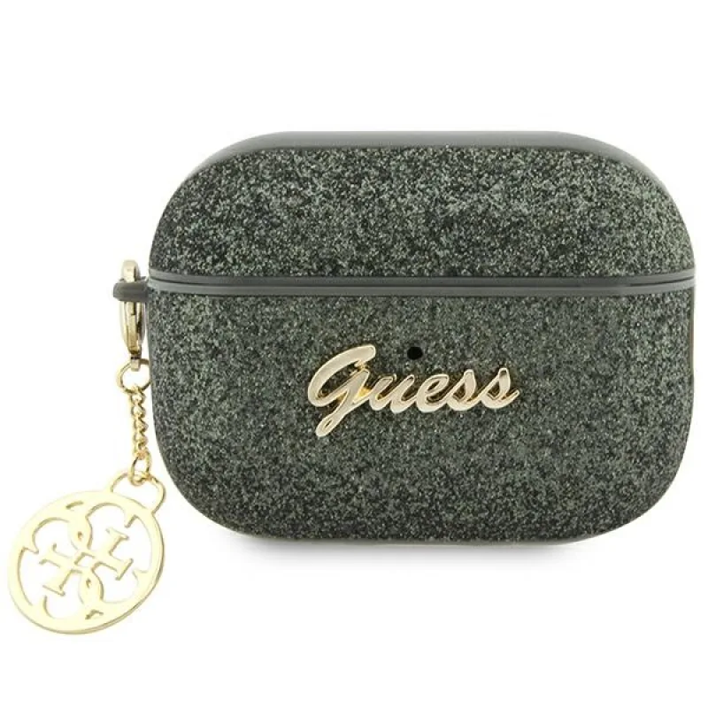 Guess GUAP2GLGSHA kryt AirPods Pro 2 zelený/kaki Glitter Flake 4G Charm