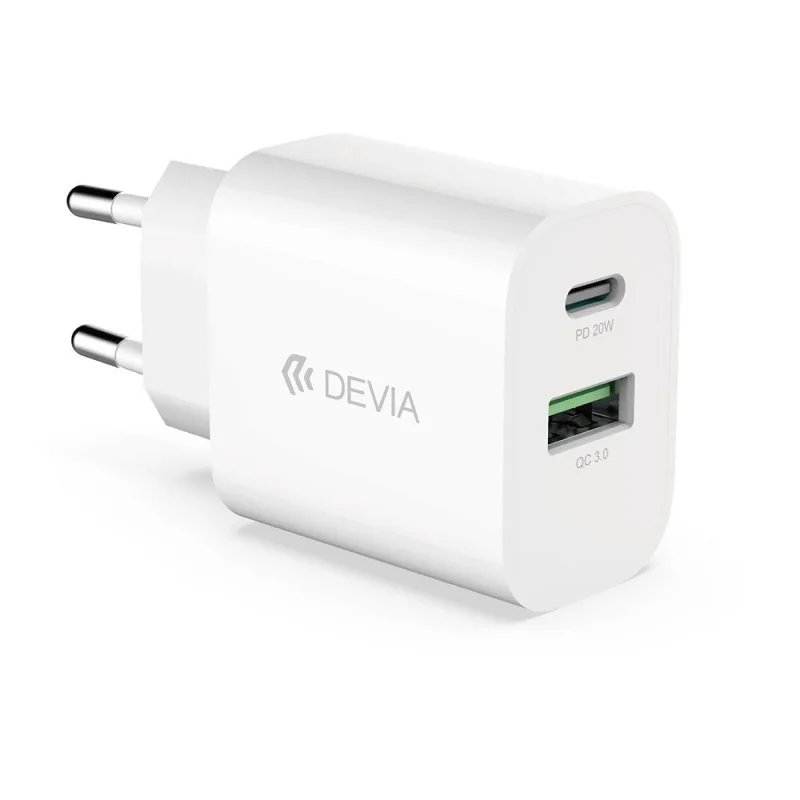 Devia sieťová nabíjačka Smart Series PD& QC 20W V2 - White