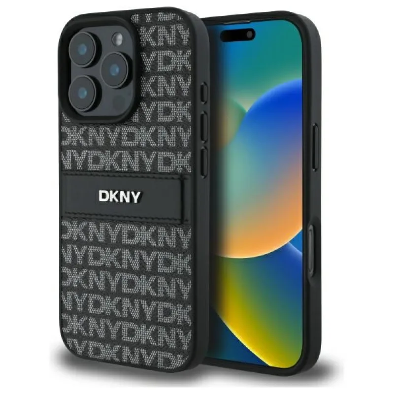 Puzdro DKNY Texture Pattern Tonal Stripe na iPhone 16 Pro Max – čierne