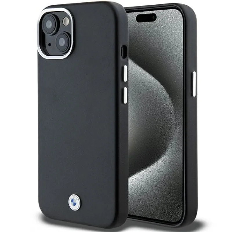 BMW Signature Wrapped Metal MagSafe puzdro pre iPhone 15 Plus / 14 Plus - čierne