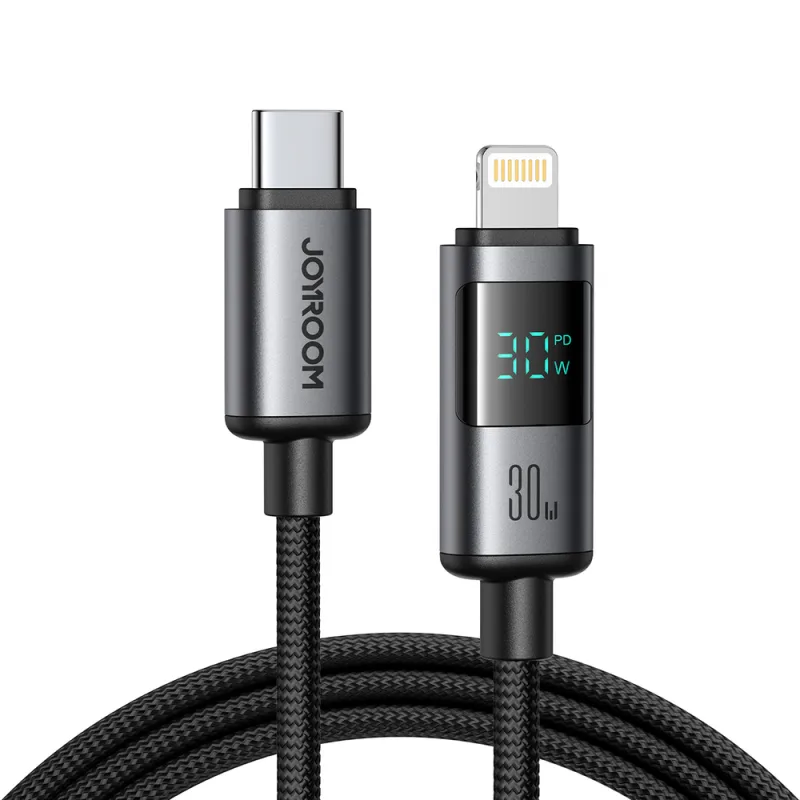 Joyroom S-A16 Pro Prism Series 30 W USB-C – Lightning kábel s displejom 1,2 m – čierny