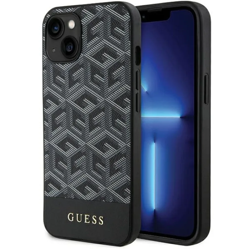 Puzdro Guess GCube Stripes MagSafe pre iPhone 15 / 14 / 13 - čierne