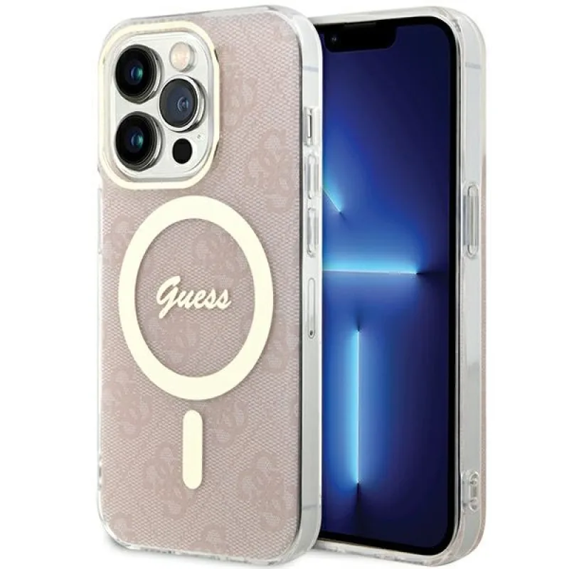 Puzdro Guess IML 4G MagSafe pre iPhone 15 Pro - ružové
