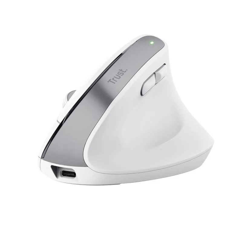 TRUST myš Bayo+ Ergonomická vertikální myš, Bezdrátová, bílá 25399