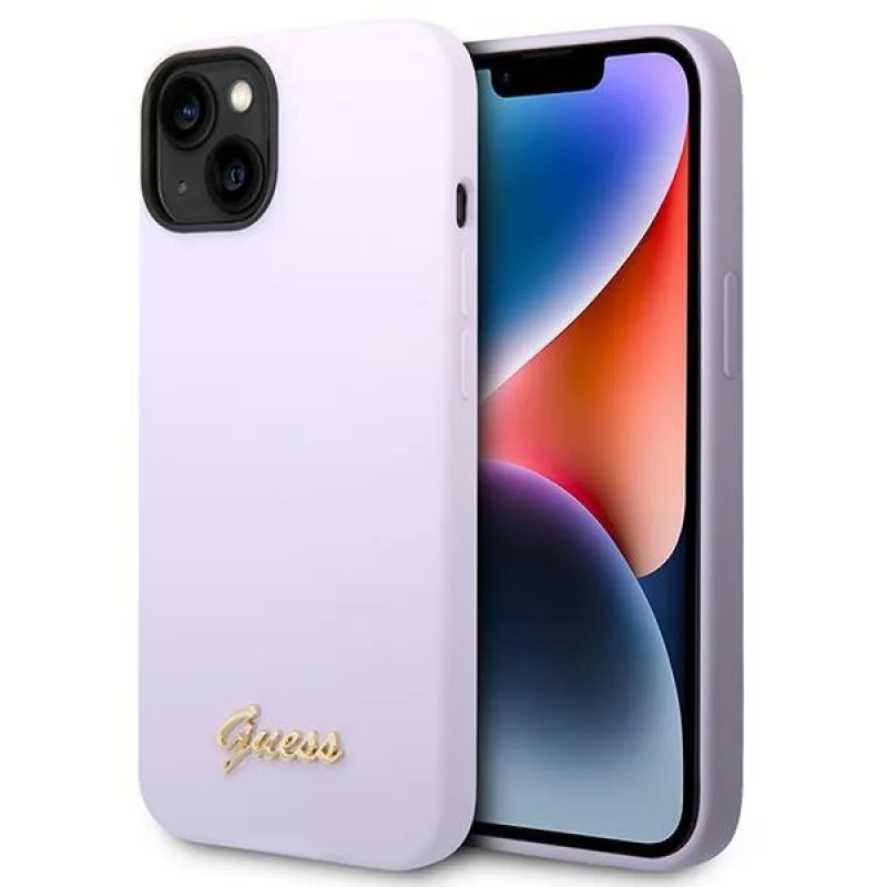 Guess GUHCP14SSLSMU iPhone 14 6,1" fialové/fialové pevné puzdro Silicone Vintage Gold Logo
