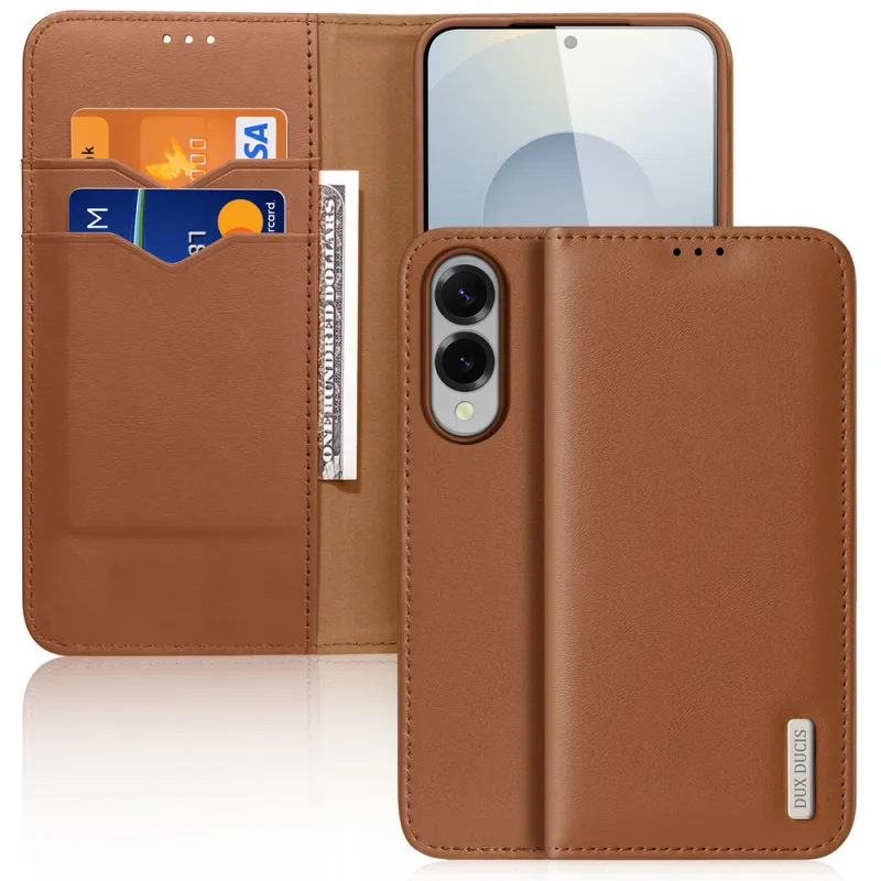 Puzdro Dux Ducis Hivo na Samsung Galaxy S25 Edge s flipom a ochranou RFID – hnedé