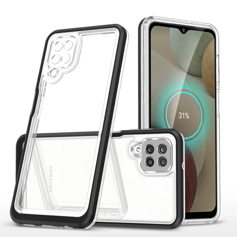 Priehľadné puzdro 3v1 pre Samsung Galaxy A22 4G Frame Gel Cover Black