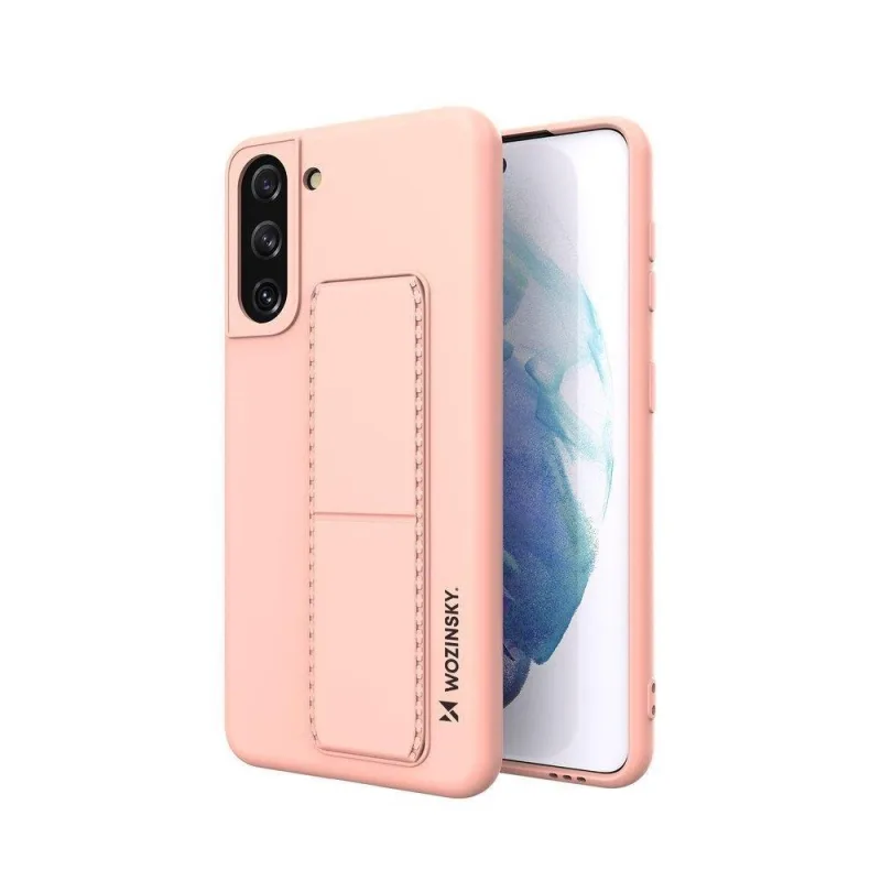 Wozinsky Kickstand Case silikónové puzdro so stojanom Samsung Galaxy S21+ 5G ružové