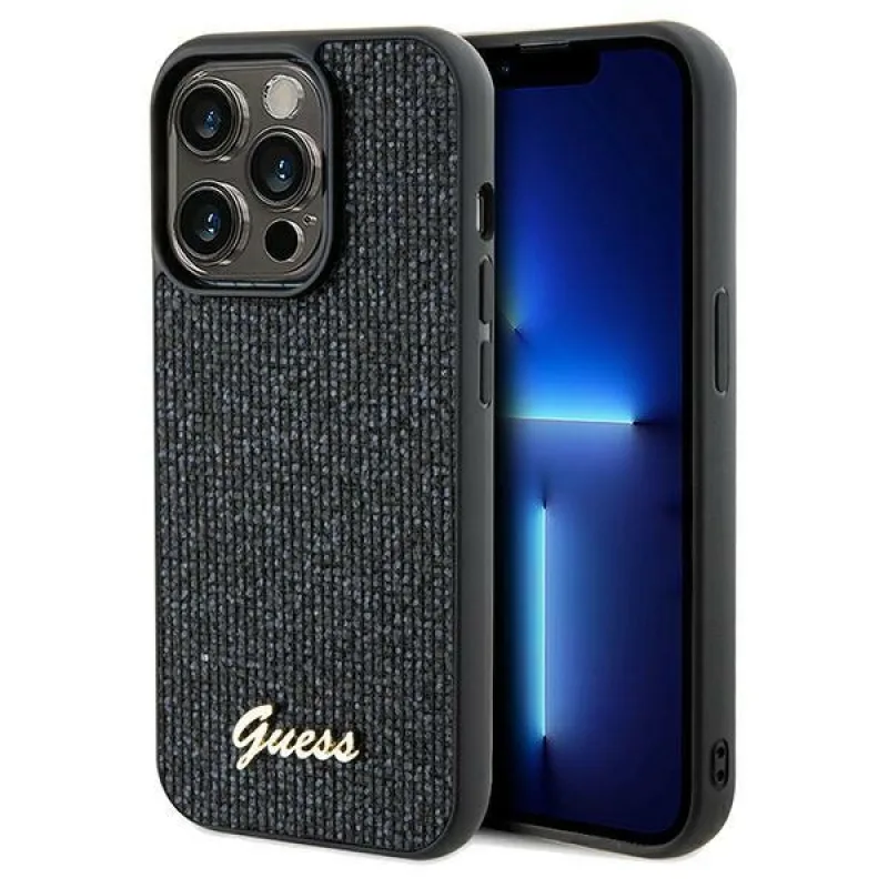 Puzdro Guess Disco Metal Script pre iPhone 13 Pro / 13 - čierne