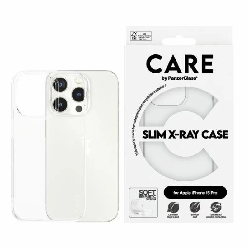 CARE by PanzerGlass Slim X-Ray Case pre iPhone 15 Pro – priehľadné