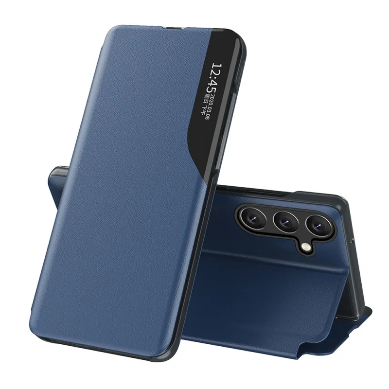 Elegantné puzdro Eco Leather View Case s chlopňou a funkciou stojana pre Samsung Galaxy A56 - modré