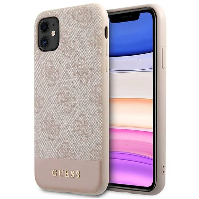 Puzdro Guess 4G Stripe Collection pre iPhone 11 / Xr 6,1" - ružové