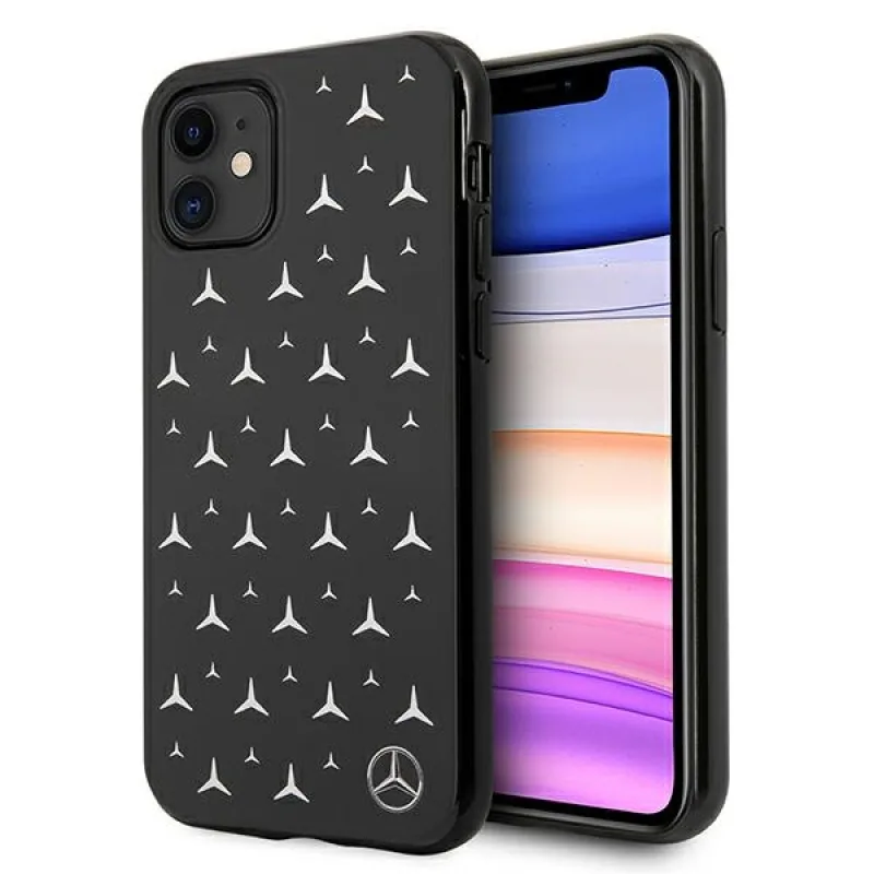 Kryt Mercedes Silver Stars Pattern Case pre iPhone 11 / Xr - čierny
