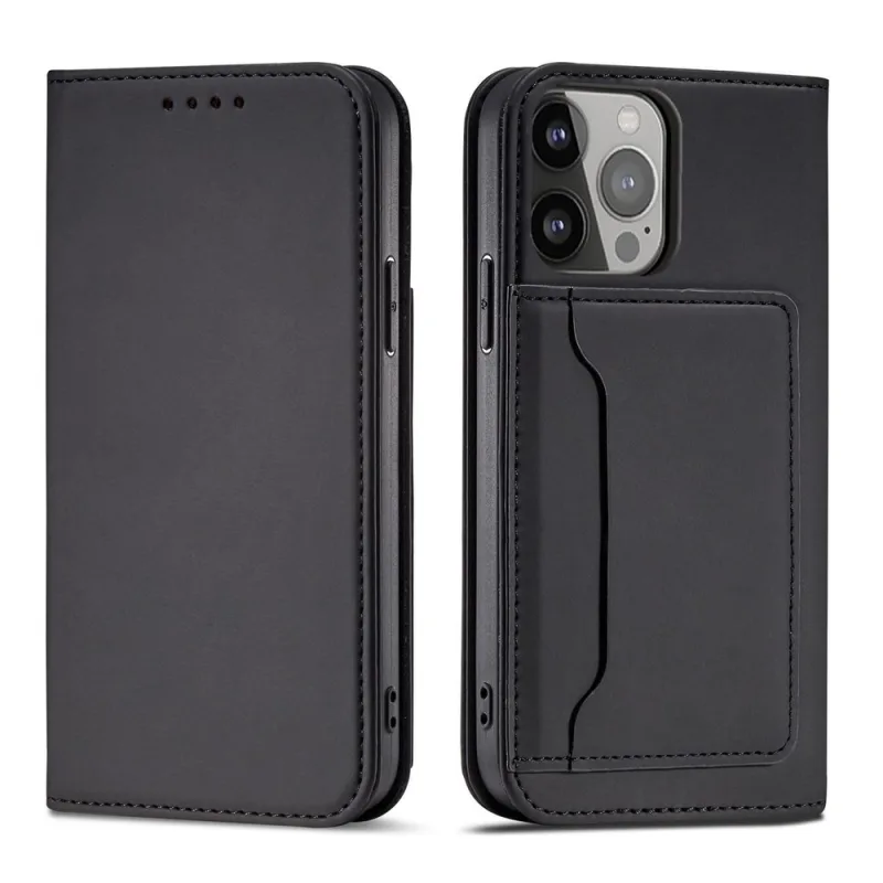 Puzdro na magnetické karty pre iPhone 13 Pro Pouch Card Wallet Card Holder Card Holder Black