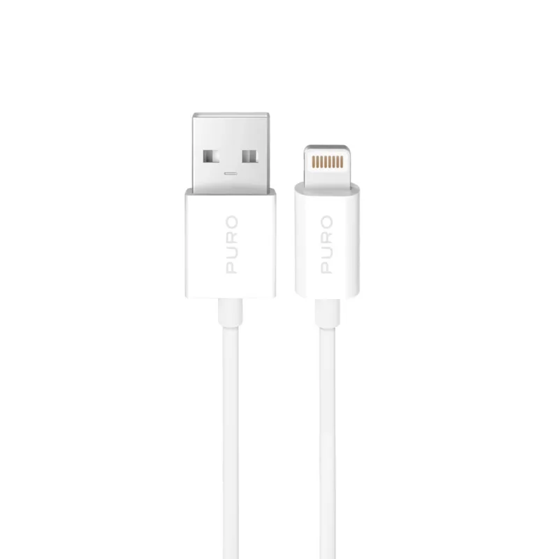 Puro TPE 12W USB-A - Lightning kábel 2m - Biely